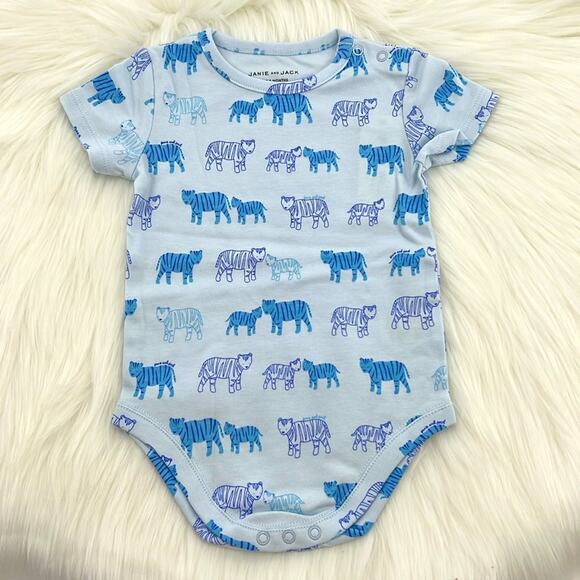 Janie and Jack Tiger Print One Piece - Blue - 3-6 Months - New with tags - Picture 1 of 6